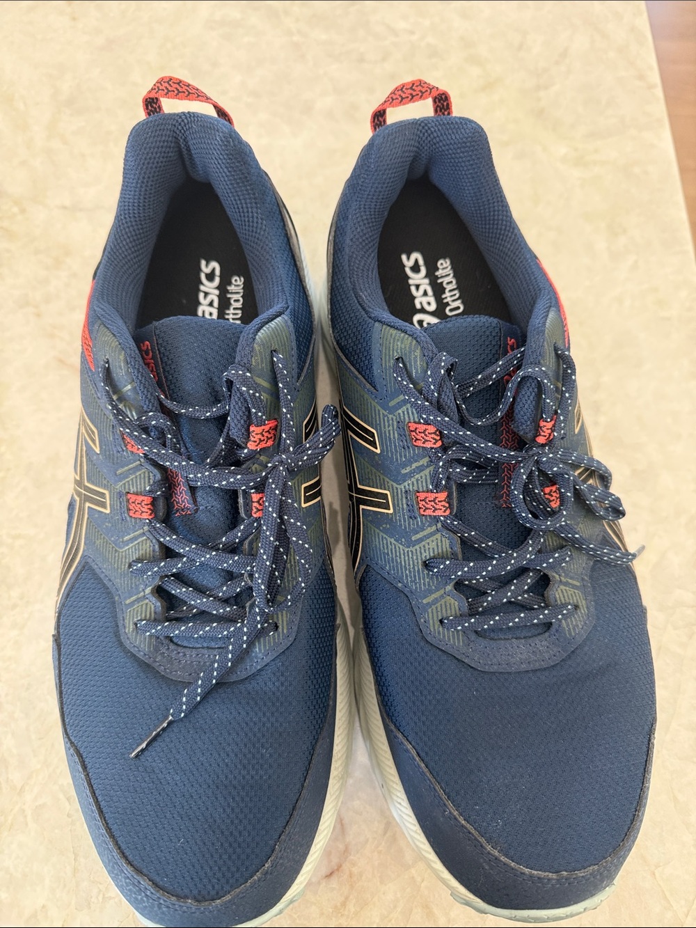 ASICS Navy and Coral Men's OrthoLite Athletic Running Shoes